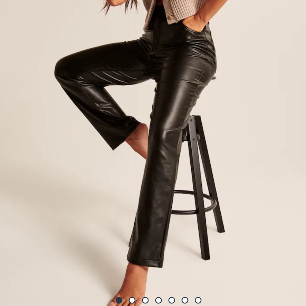 Abercrombie 90s Ultra High Rise Straight Leg Leather Pants Curve Love